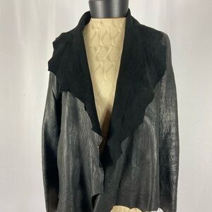 The Row Size Small Black Lamb Leather Raw Edges Jacket